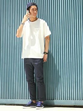 「INFIELDER DESIGN（インフィールダーデザイン）のアイテム（キャップ）」を使った、honmaさん（メンズ・176cm）の夏コーディネート