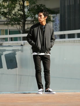 「JOURNAL STANDARD relume（ジャーナルスタンダード　レリューム）のアイテム（MA-1）」を使った、honmaさん（メンズ・176cm）の秋コーディネート