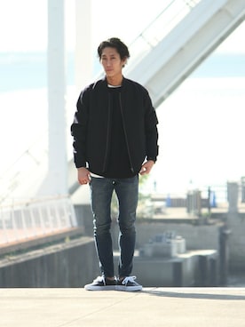 「JOURNAL STANDARD relume（ジャーナルスタンダード　レリューム）のアイテム（MA-1）」を使った、honmaさん（メンズ・176cm）の秋コーディネート