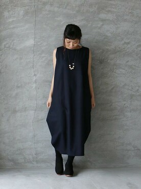 Mizuiro Ind コクーンノースリーブロングワンピースを使った人気ファッションコーディネート Wear