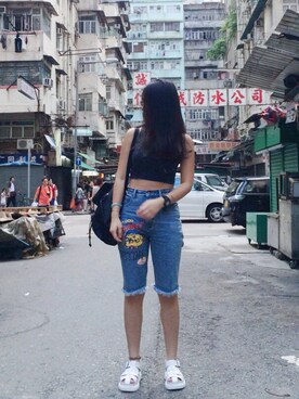 「GAP（ギャップ）のアイテム（バックパック/リュック）」を使った、Vic yuさん（レディース・160cm）の夏コーディネート