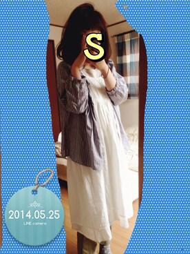 「Samansa Mos2（サマンサ モスモス）のワンピース（ワンピース、ホワイト系）」を使った、そららん。さん（レディース・159cm）の春コーディネート