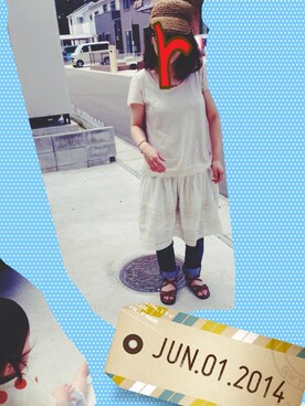 「PUAL CE CIN（ピュアルセシン）のワンピ（ワンピース、ベージュ系）」を使った、そららん。さん（レディース・159cm）の夏コーディネート
