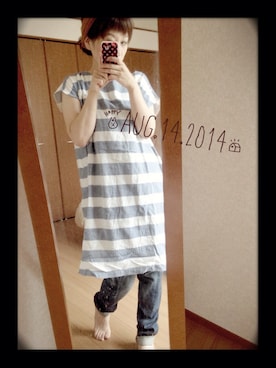 「しまむら（シマムラ）のアイテム（ワンピース、ホワイト系）」を使った、そららん。さん（レディース・159cm）の夏コーディネート