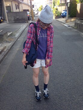「KELTY（ケルティ）のアイテム（バックパック/リュック、ブルー系）」を使った、そららん。さん（レディース・159cm）の秋コーディネート