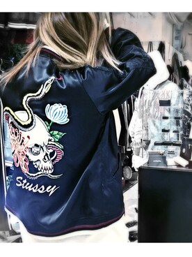 「STUSSY（ステューシー）のアイテム（その他アウター）」を使った、chigusa itouさん（レディース・167cm）の冬コーディネート