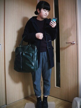 「ロング丈ダッフル」｜「アイテム（その他）」を使った、わさん（レディース・156cm）の秋コーディネート