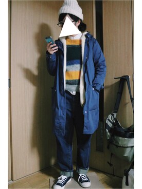 「PAR ICI」｜「アイテム（メッセンジャーバッグ）」を使った、わさん（レディース・156cm）の冬コーディネート