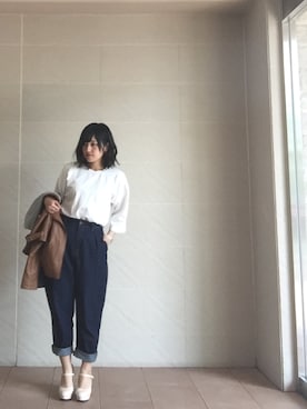 「マムジーンズ」｜ちーちゃんさん（レディース・158cm）の春コーディネート