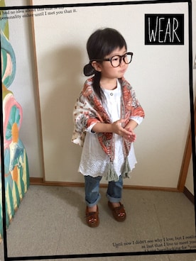 「アイテム（シャツワンピース）」を使った、clara◡̈⃝*さん（キッズ・100cm）の春コーディネート