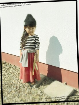 「ボーダーTシャツ」｜「アイテム（モカシン/デッキシューズ）」を使った、clara◡̈⃝*さん（キッズ・100cm）の春コーディネート