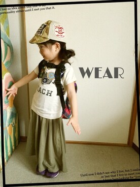 「おめかしコーデ」｜「アイテム（キャップ）」を使った、clara◡̈⃝*さん（キッズ・100cm）の春コーディネート