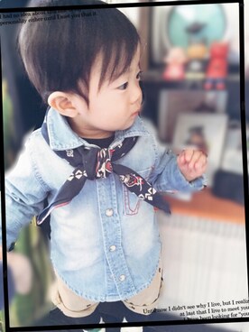 「DENIM BAR（デニム　バー）のアイテム」を使った、clara◡̈⃝*さん（キッズ・80cm）の春コーディネート