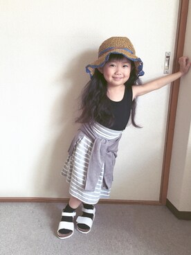「KP（ケーピー）のアイテム（帽子）」を使った、clara◡̈⃝*さん（キッズ・100cm）の夏コーディネート
