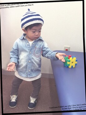 「DENIM BAR（デニム　バー）のアイテム」を使った、clara◡̈⃝*さん（キッズ・80cm）の夏コーディネート