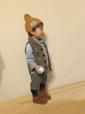 「DENIM BAR（デニム　バー）のアイテム」を使った、clara◡̈⃝*さん（キッズ・80cm）の秋コーディネート