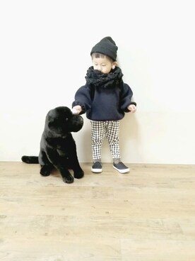 「Gemeaux（ジェモー）のアイテム」を使った、KONBUさん（キッズ・90cm）の冬コーディネート