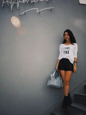 「chasing everyday beauty のアイテム（Tシャツ/カットソー、ホワイト系）」を使った、_sさん（レディース・163cm）の夏コーディネート