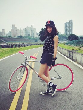 「chasing everyday beautyのアイテム（その他パンツ、ブラック系）」を使った、_sさん（レディース・163cm）の夏コーディネート