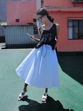 「chasing everyday beauty のアイテム（タンクトップ、ホワイト系）」を使った、_sさん（レディース・163cm）の夏コーディネート