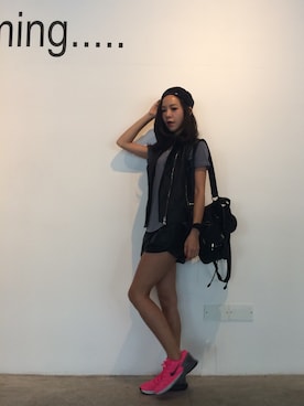 「TOPSHOP（トップショップ）のアイテム（Tシャツ/カットソー、グレー系）」を使った、_sさん（レディース・163cm）の秋コーディネート