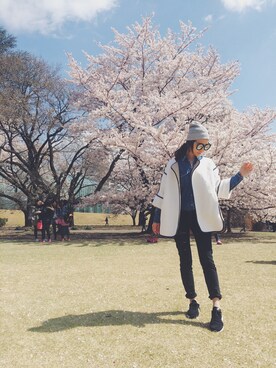 「花見」｜「アイテム（その他アウター）」を使った、_sさん（レディース・163cm）の春コーディネート