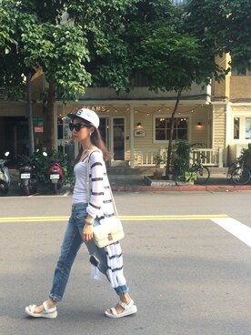 「CA4LA（カシラ）のアイテム（キャップ、ホワイト系）」を使った、_sさん（レディース・163cm）の春コーディネート