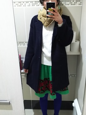 「タートルネックセーター」｜「アイテム（ジャケット/アウター）」を使った、オザキヤエコさん（レディース・167cm）の冬コーディネート