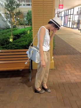 「夏秋ミックス」｜「アイテム（タンクトップ）」を使った、haruMaruさん（レディース・160cm）の秋コーディネート