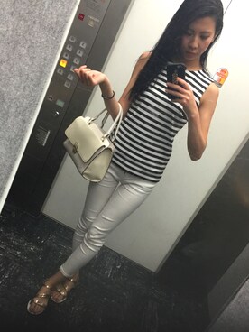 「学校」｜「アイテム（財布/小物）」を使った、YUNAさん（レディース・171cm）の夏コーディネート