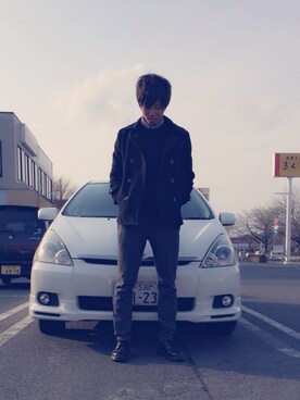 「Dr. Martens（ドクターマーチン）のアイテム（その他シューズ、ブラック系）」を使った、ゆーきさん（メンズ・180cm）の冬コーディネート