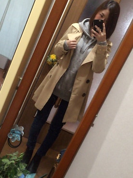 「仕事コーデ」｜「アイテム（トレンチコート）」を使った、miiさん（レディース・153cm）の秋コーディネート