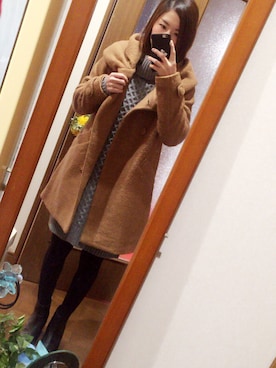 「mysty woman（ミスティウーマン）のアイテム（ダウンジャケット/コート）」を使った、miiさん（レディース・153cm）の冬コーディネート