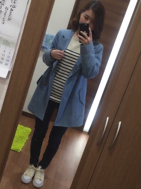 「OLIVE des OLIVE（オリーブデオリーブ）のアイテム（ステンカラーコート）」を使った、miiさん（レディース・153cm）の春コーディネート