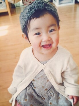 「H&M baby」｜「アイテム（ワンピース/ドレス）」を使った、linoooooさん（キッズ・70cm）の冬コーディネート