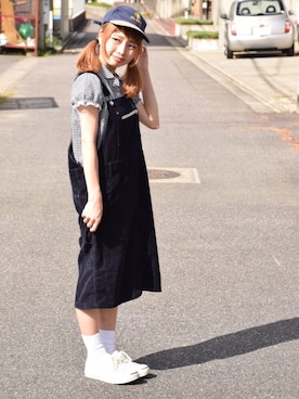 「アイテム（サロペット/オーバーオール）」を使った、kobayashi  hitomiさん（レディース・148cm・10代）の夏コーディネート