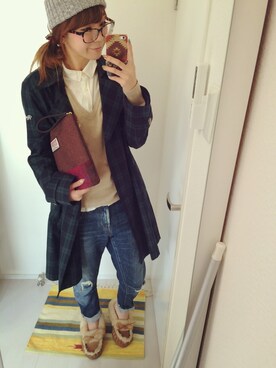 「Rodeo Crowns（ロデオクラウンズ）のアイテム（トレンチコート）」を使った、MINAさん（レディース・158cm）の秋コーディネート