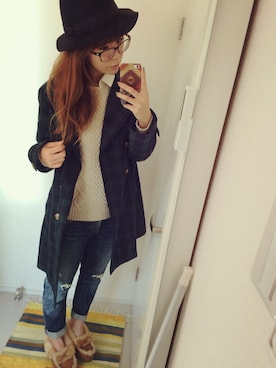 「Rodeo Crowns（ロデオクラウンズ）のアイテム（トレンチコート）」を使った、MINAさん（レディース・158cm）の秋コーディネート