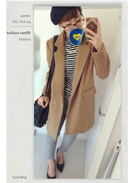 「STYLENANDA（スタイルナンダ）のアイテム（ハンチング/ベレー帽）」を使った、MINAさん（レディース・158cm）の秋コーディネート