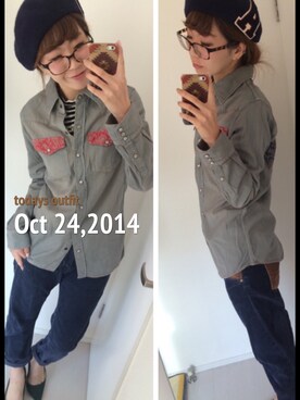 「STYLENANDA（スタイルナンダ）のアイテム（ハンチング/ベレー帽）」を使った、MINAさん（レディース・158cm）の秋コーディネート