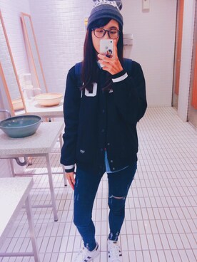 「SQUAD（スクアッド）のアイテム（ジャケット/アウター）」を使った、L.C.Rさん（レディース・160cm）の冬コーディネート