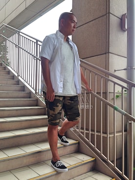 「McGREGOR CLASSIC（マックレガークラシック）のアイテム（パンツ）」を使った、sanoさん（メンズ・174cm）の夏コーディネート