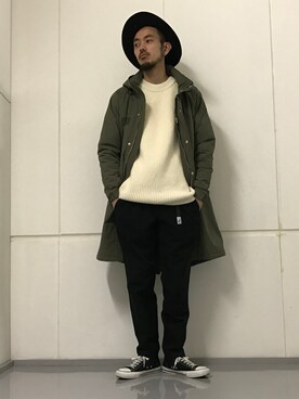 「カーキアウター」｜「アイテム（その他アウター）」を使った、モリタさん（メンズ・171cm）の秋コーディネート