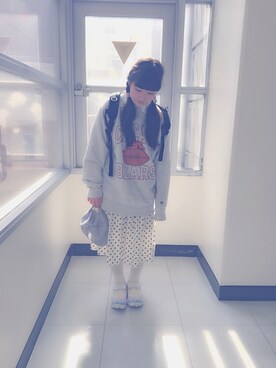 「NICE CLAUP（ナイスクラップ）のアイテム（キャップ）」を使った、♡kariiiinco♡さん（レディース・158cm）の春コーディネート
