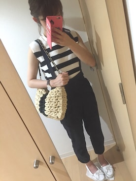 「Daniel Wellington（ダニエルウェリントン）の【Daniel Wellington】レザーバンド３６ＭＭ（アナログ腕時計）」を使った、Chiiiさん（レディース・155cm）の夏コーディネート