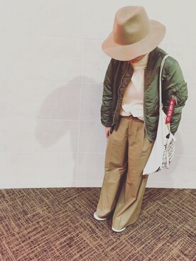「タートル」｜「アイテム（ミリタリージャケット）」を使った、ayuさん（レディース・154cm）の冬コーディネート