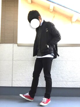 「しまむら（シマムラ）のアイテム（ナイロンジャケット）」を使った、しゅーへいさん（メンズ・175cm）の冬コーディネート