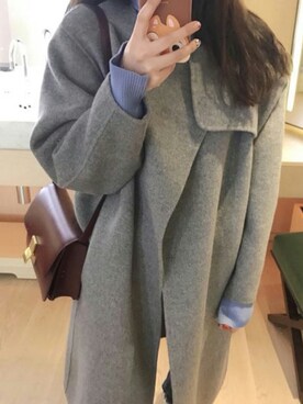「セリーヌ」｜「アイテム（ダウンジャケット/コート）」を使った、MAYBEBABYさん（レディース・166cm）の冬コーディネート