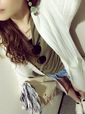 「ロングカーディガン 白」の人気ファッションコーディネート 