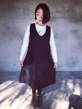 「WINTER STYLE」｜「アイテム（ワンピース/ドレス）」を使った、Quaneeさん（レディース・159cm）の冬コーディネート